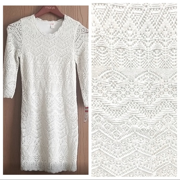 RARE Cat & Jack Cream Crochet Lace Dress - Picture 2 of 14